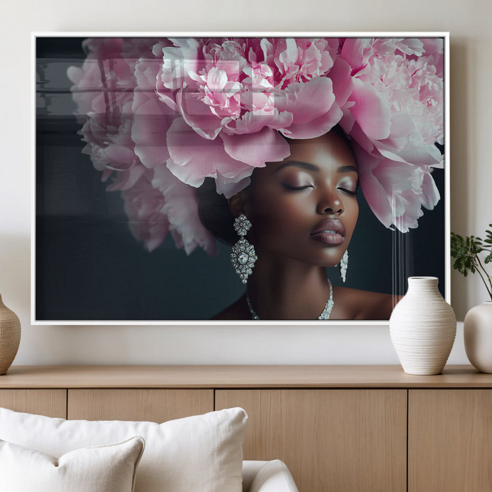 Black Beauty Petal Crown Wall Art Canvas Print – Floral