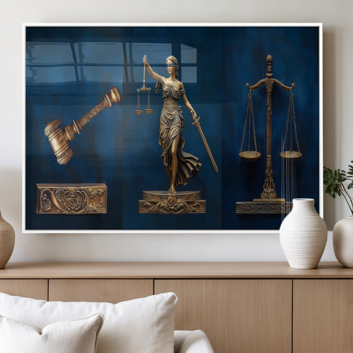 Lady Justice Wall Art Canvas Print – Elegant Gold Legal