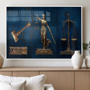 Lady Justice Wall Art Canvas Print – Elegant Gold Legal