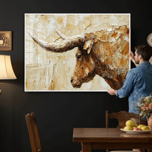 Rustic Longhorn Bull Wall Art Canvas Print – Vintage Western