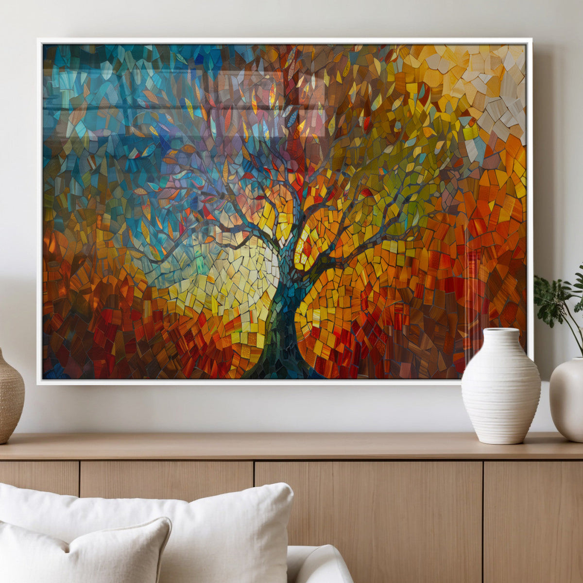Yggdrasil Tree of Life Mosaic Stained Glass Wall Art, Tree