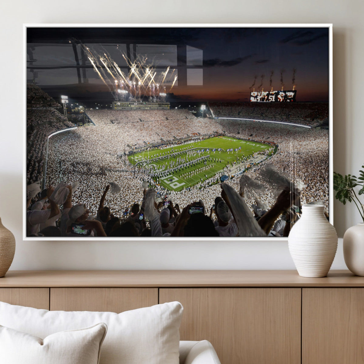 Penn State Stadium Wall Art – White Out Football Game Canvas
