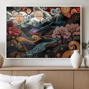 Whimsical Abstract Landscape Wall Art Canvas Print, Colorful