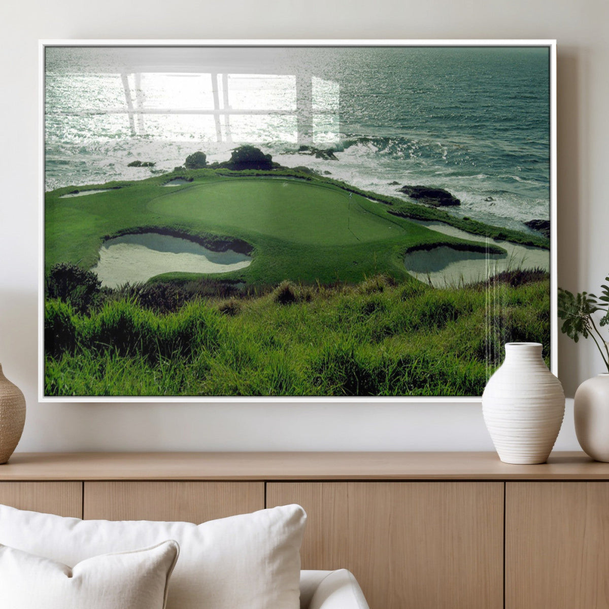 Coastal Golf Course Wall Art Canvas Print – Scenic Green