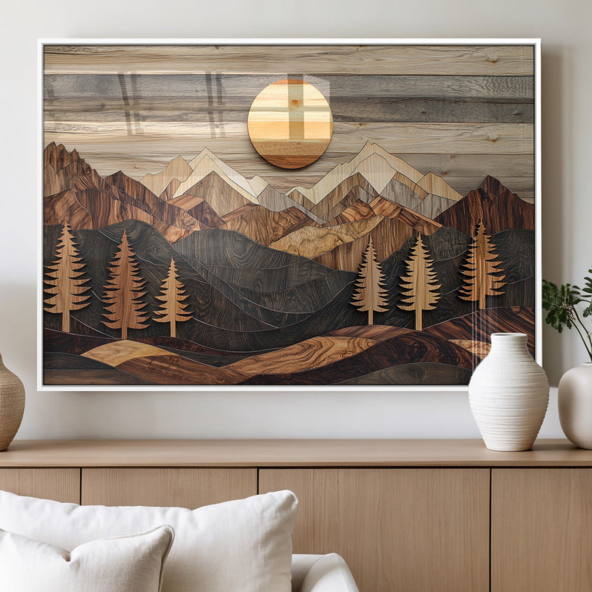 Wood Mountain Wall Art Canvas Print – Layered Forest and