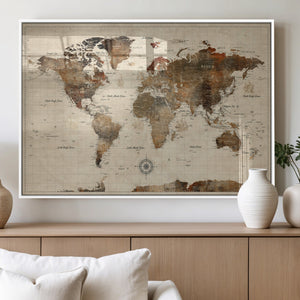World Map Canvas Print – Framed Detailed Map of the World