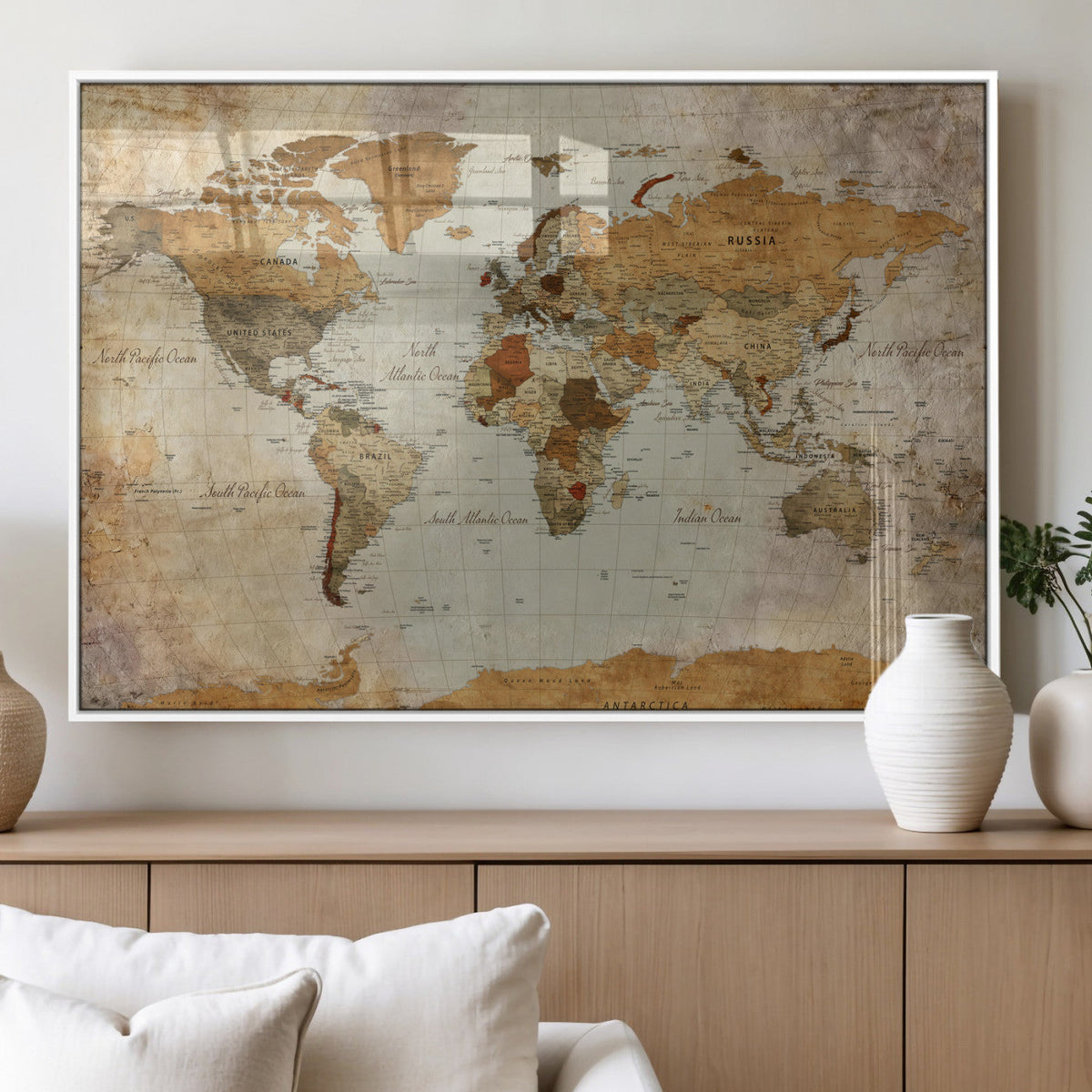 World Map Canvas Print – Detailed Map of the World Wall Art