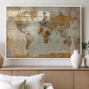 World Map Canvas Print – Detailed Map of the World Wall Art