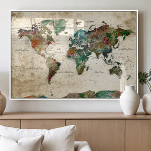 World Map Canvas Print – Framed Detailed Map of the World
