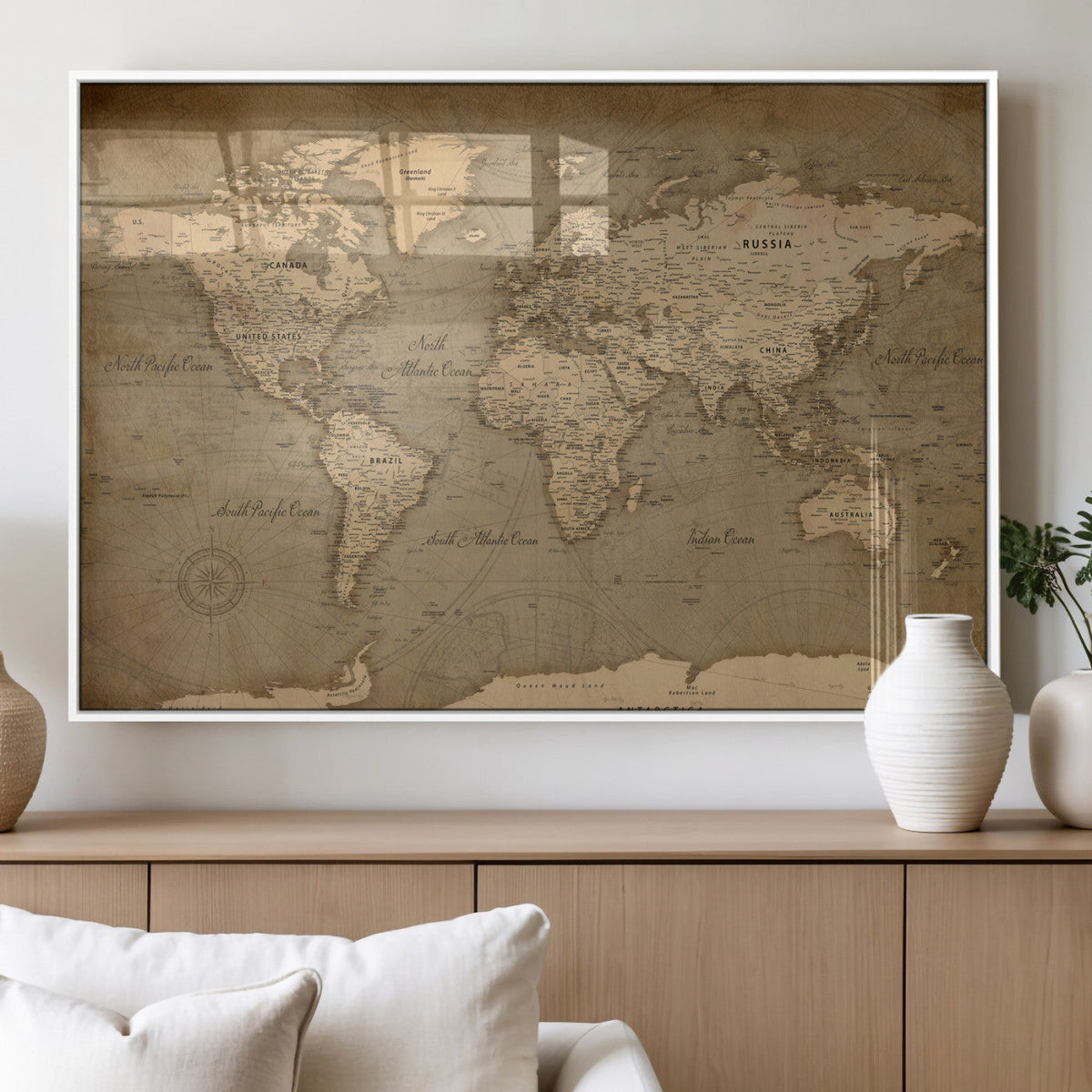 World Map Canvas Print – Framed Travel Map Wall Art for