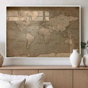 World Map Canvas Print – Framed Travel Map Wall Art for