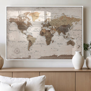 World Map Canvas Print – Framed Travel Map Wall Art for