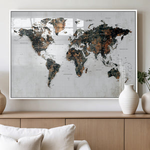 Large World Map Canvas Print – Framed Travel Map Wall Art