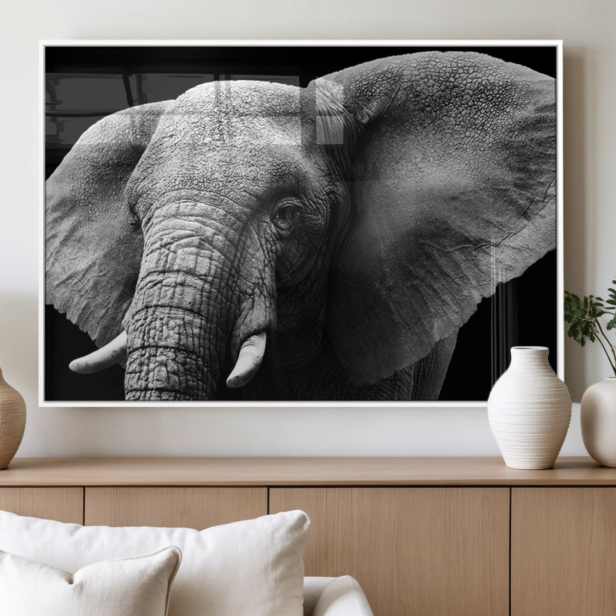 Big Elephant Close Up Wall Art Canvas Print
