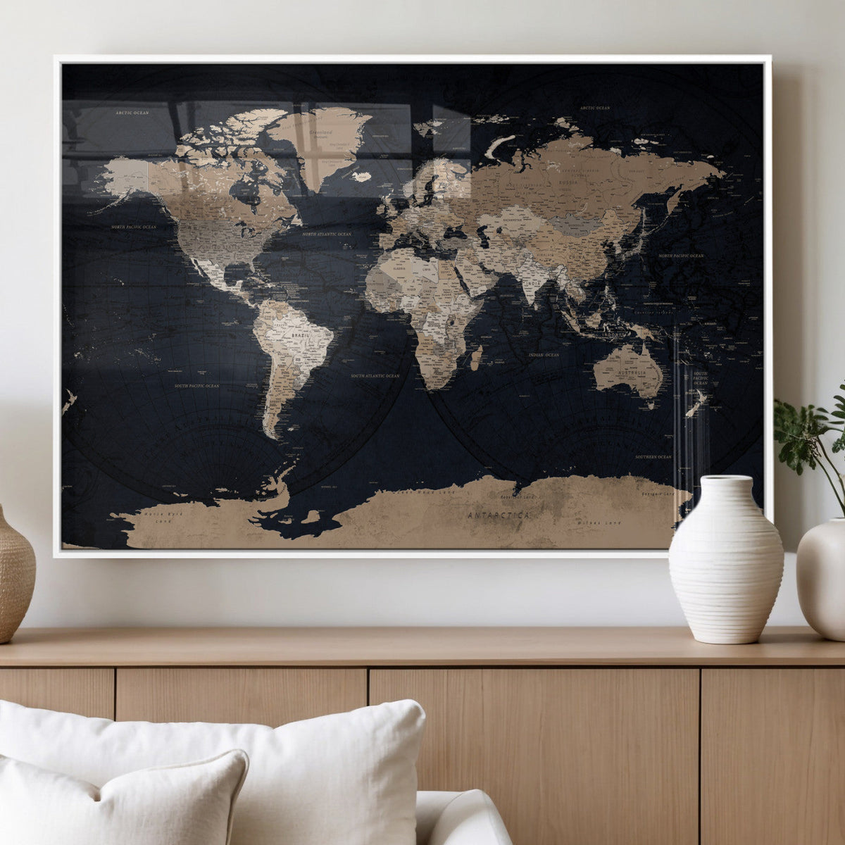Grunge Wall Art World Map Canvas Print
