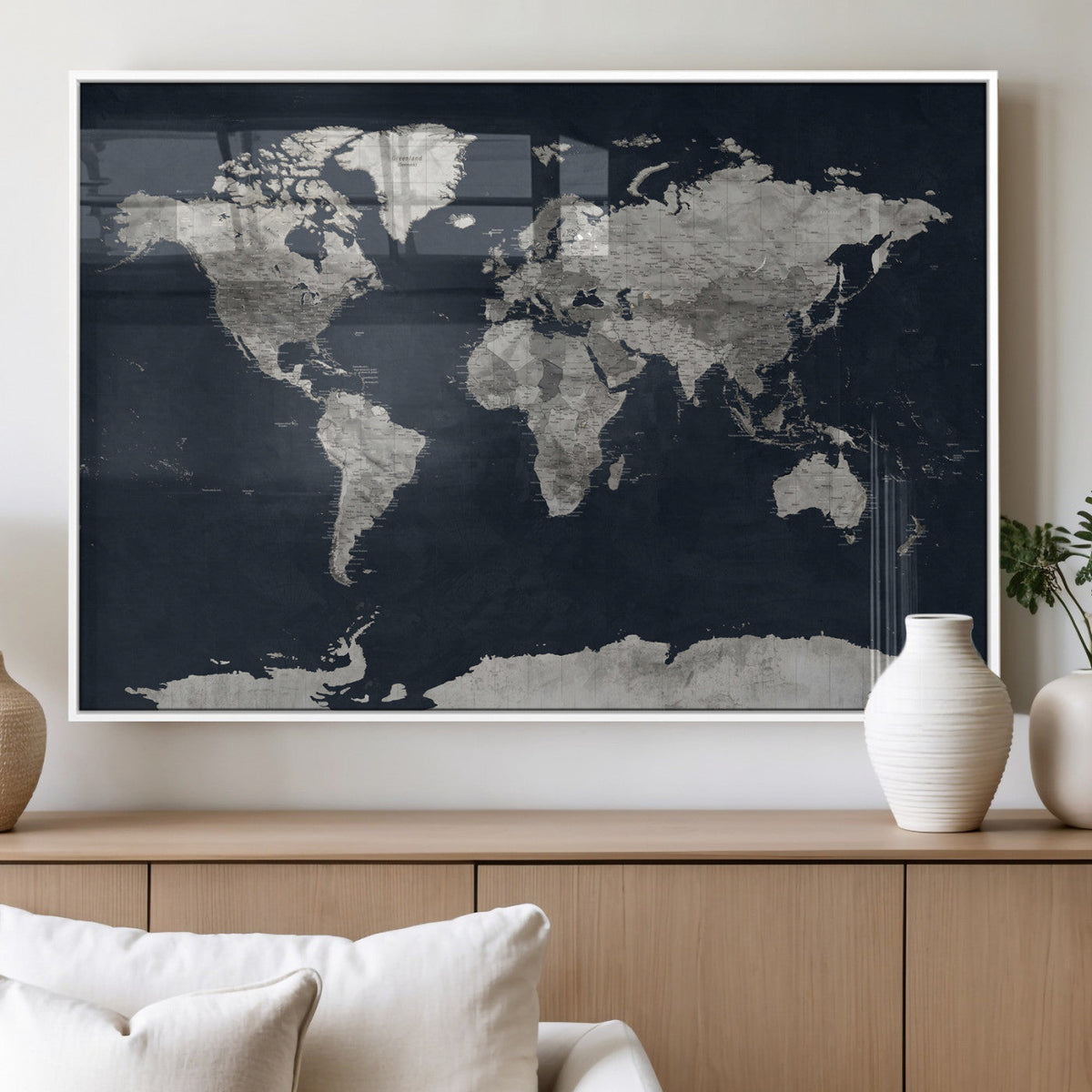 Colorful Watercolor World Map Canvas Print – Vibrant Framed