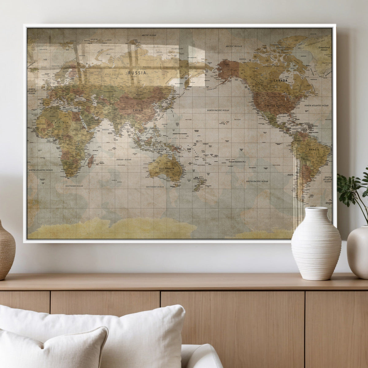 World Map Canvas Print – Detailed Map of the World Wall Art