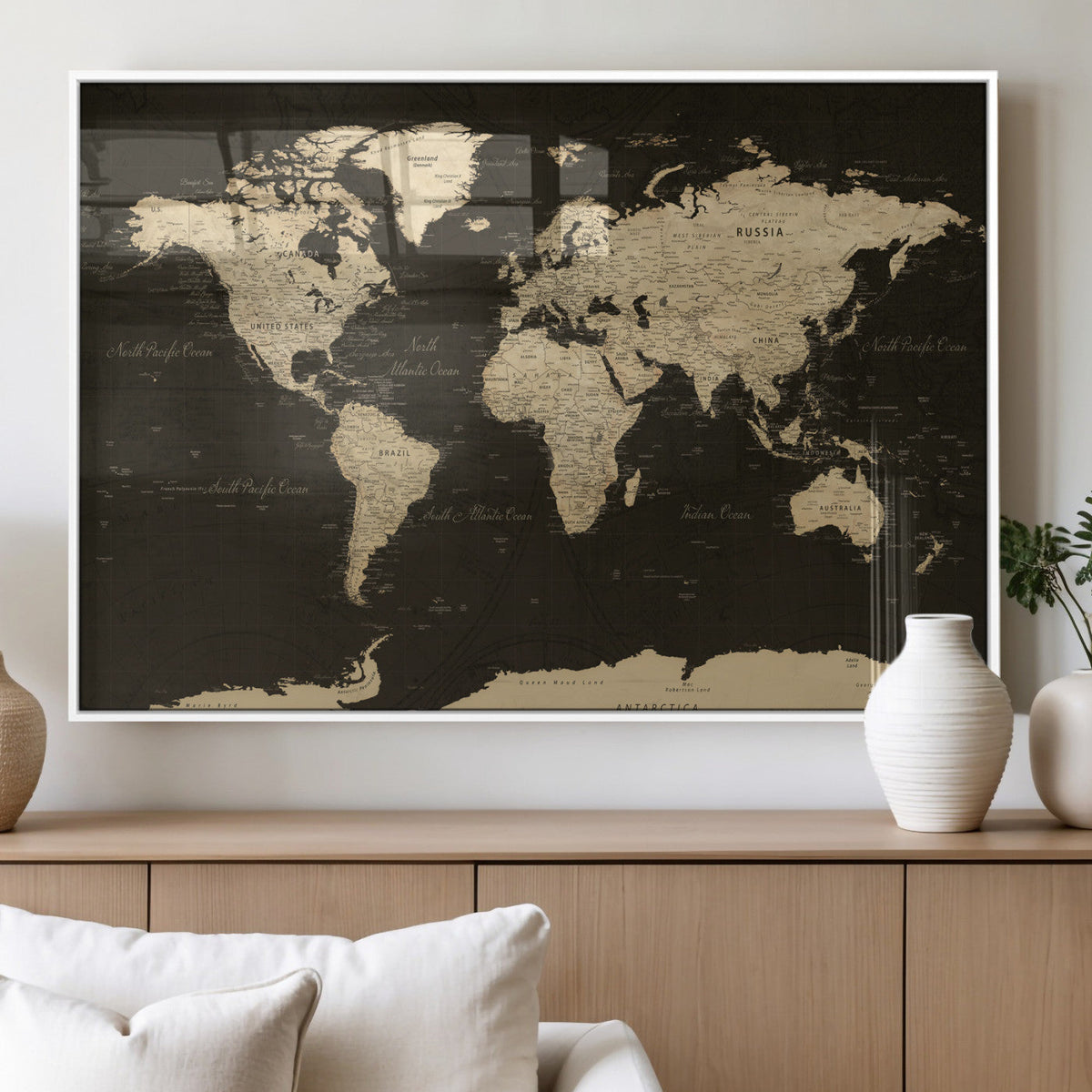 World Map Canvas Print – Framed World Map Wall Art for