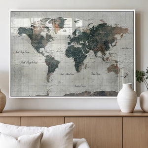 World Map Canvas Print – Framed Travel Map Wall Art for