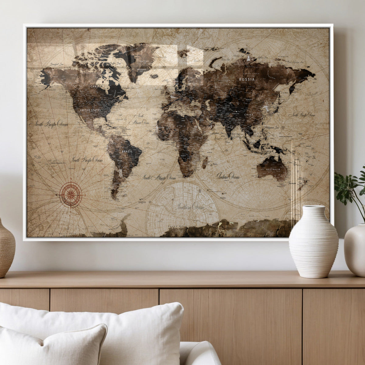World Map Wall Art Canvas Print