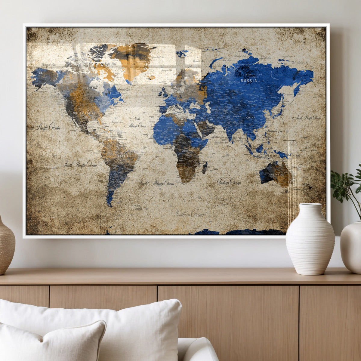 World Map Canvas Print – Colorful Abstract Travel Map,