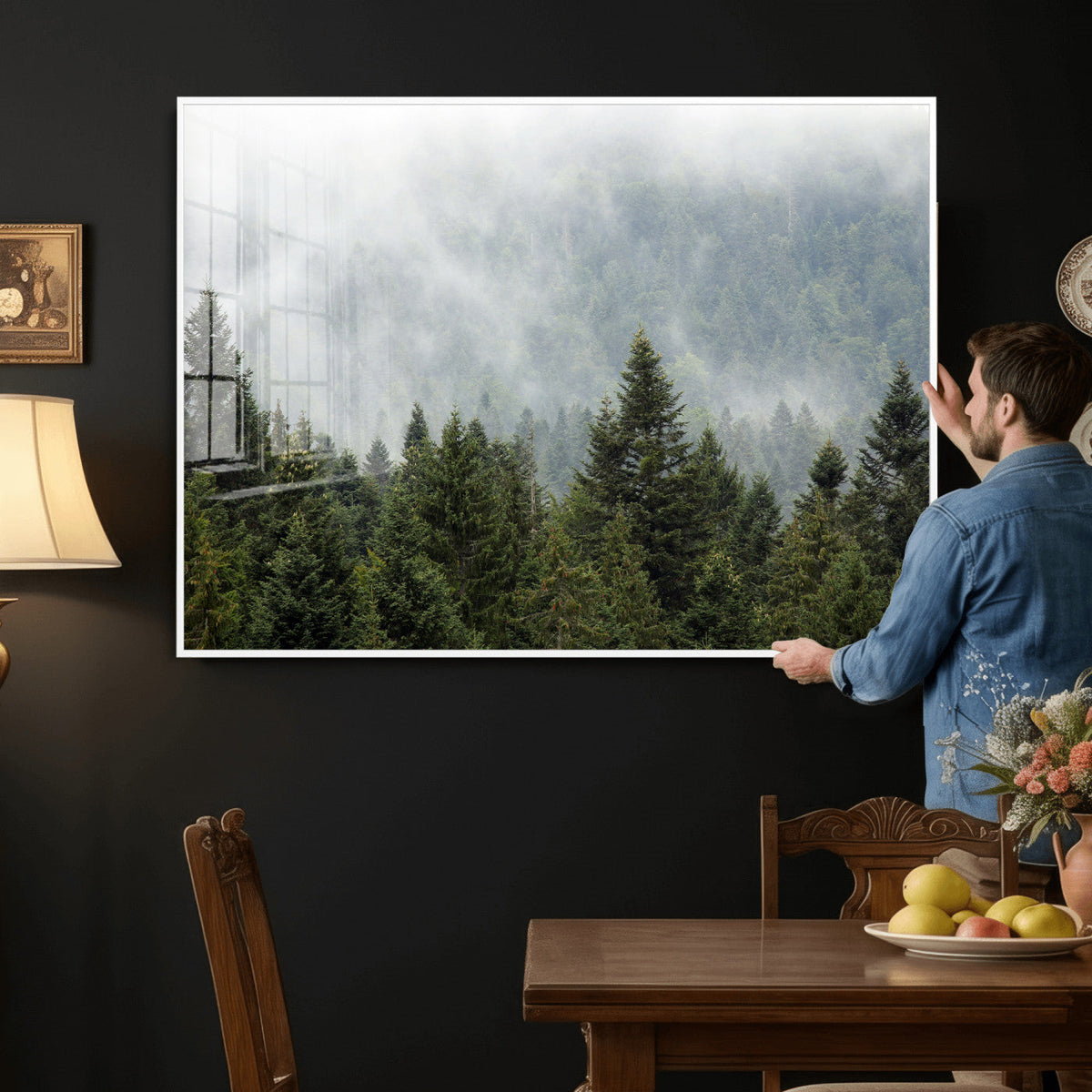 Misty Mountain Forest Wall Art Canvas Print