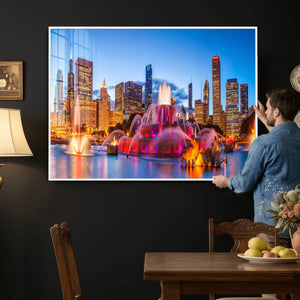 Chicago Wall Art Canvas Print, Chicago City Downtown Night