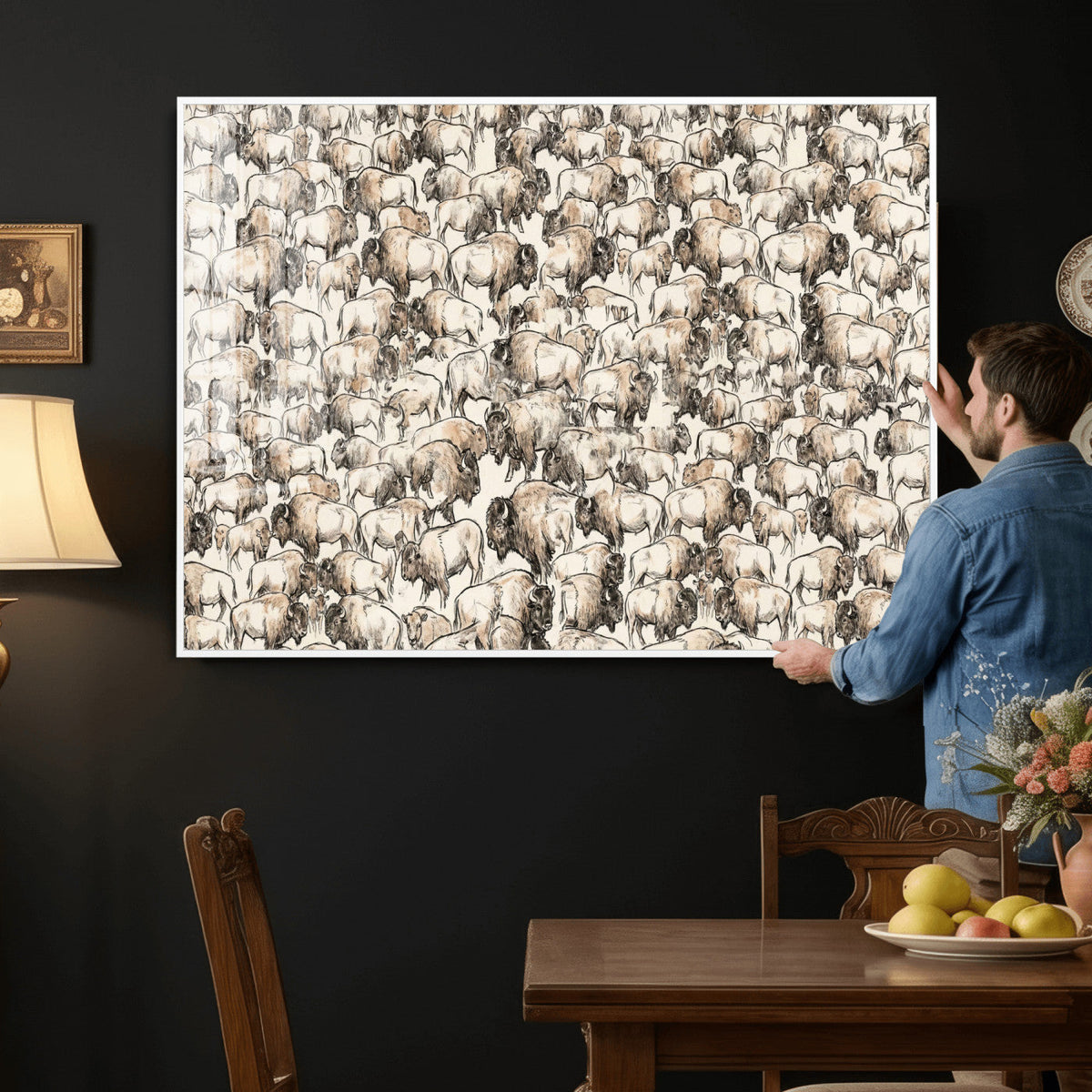 American Bison Canvas Print - Abstract Buffalo Wall Art