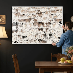 Abstract Texas Cow Canvas Print for Cabin and Western Home