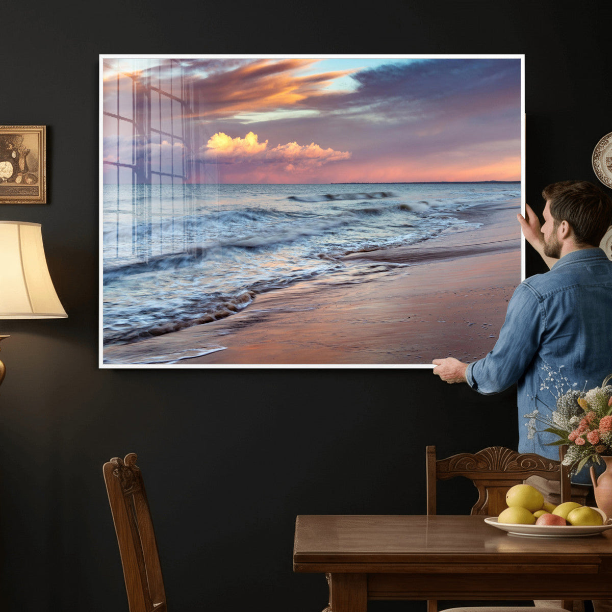 Ocean Sunset Wall Art Canvas Print – Coastal Beach