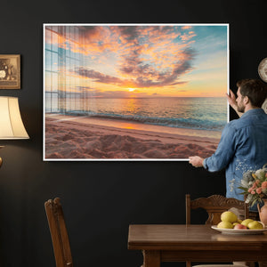 Sunset Beach Wall Art Canvas Print – Soft Coastal