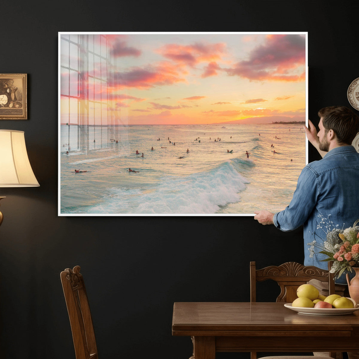 Sunset Beach Wall Art Canvas Print – Soft Coastal