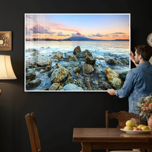 Mayon Volcano Seascape Wall Art Canvas Print, Tropical Ocean