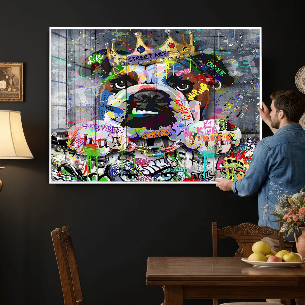 Graffiti Dog Wall Art Decor for Teen Bedroom - Abstract