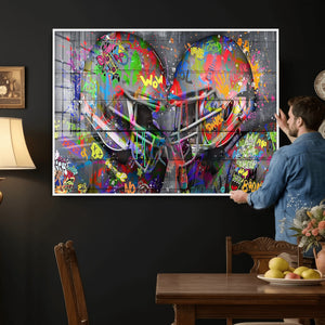 Graffiti Football Helmets Wall Art Canvas Print, Urban
