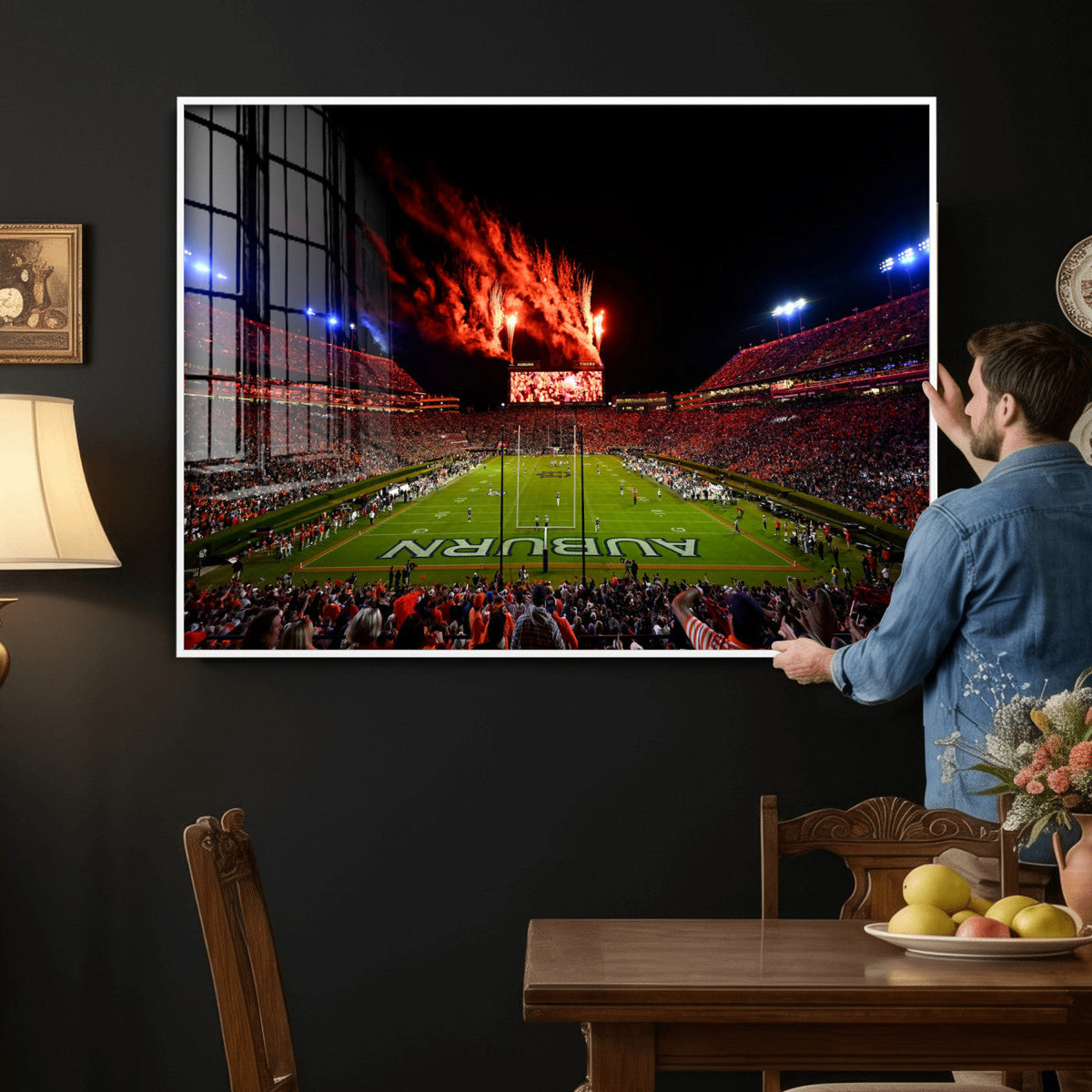 Auburn Stadium Wall Art Canvas Print, College Football Night