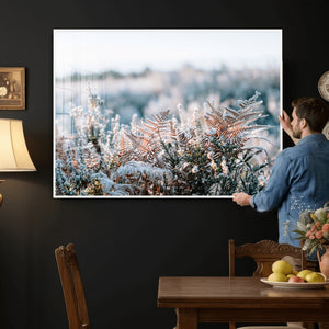 Frosted Fern Wall Art Canvas Print, Soft Winter Botanical