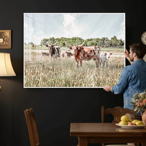 Texas Longhorn Cattle Wall Art Canvas Print, Rustic Ranch