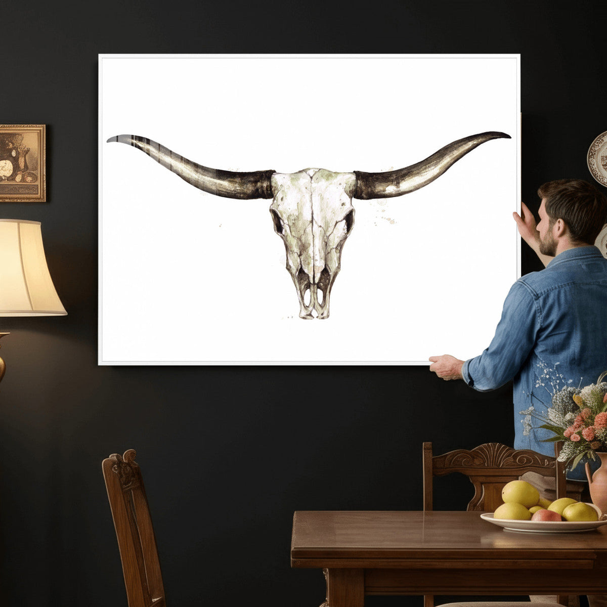 Longhorn Skull Wall Art Canvas Print – Rustic Western