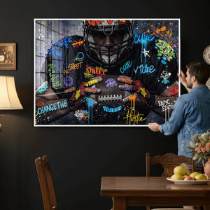 Graffiti American Football Player Street Art Wall Art Canvas