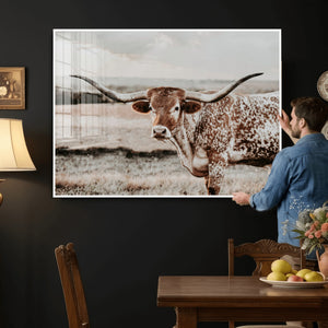 Texas Longhorn Bull Rustic Wall Art Canvas Print