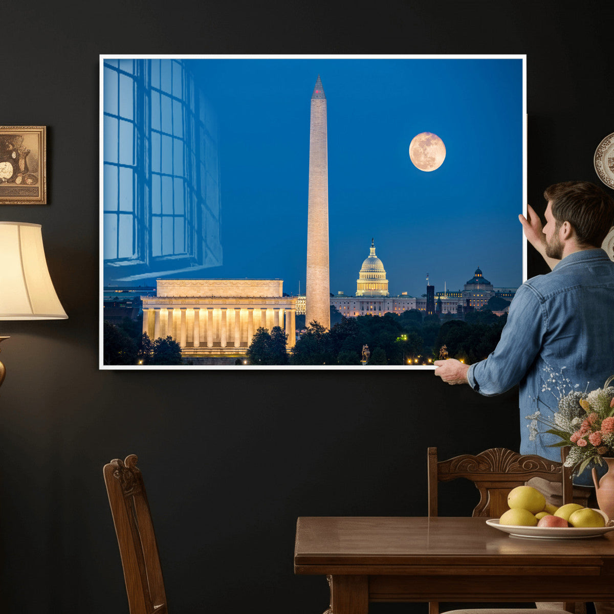 Washington DC Skyline Wall Art Canvas Print – Lincoln