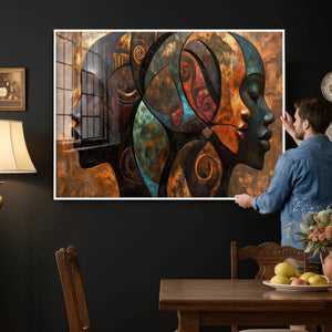 Abstract Afro American Women Wall Art Canvas Print