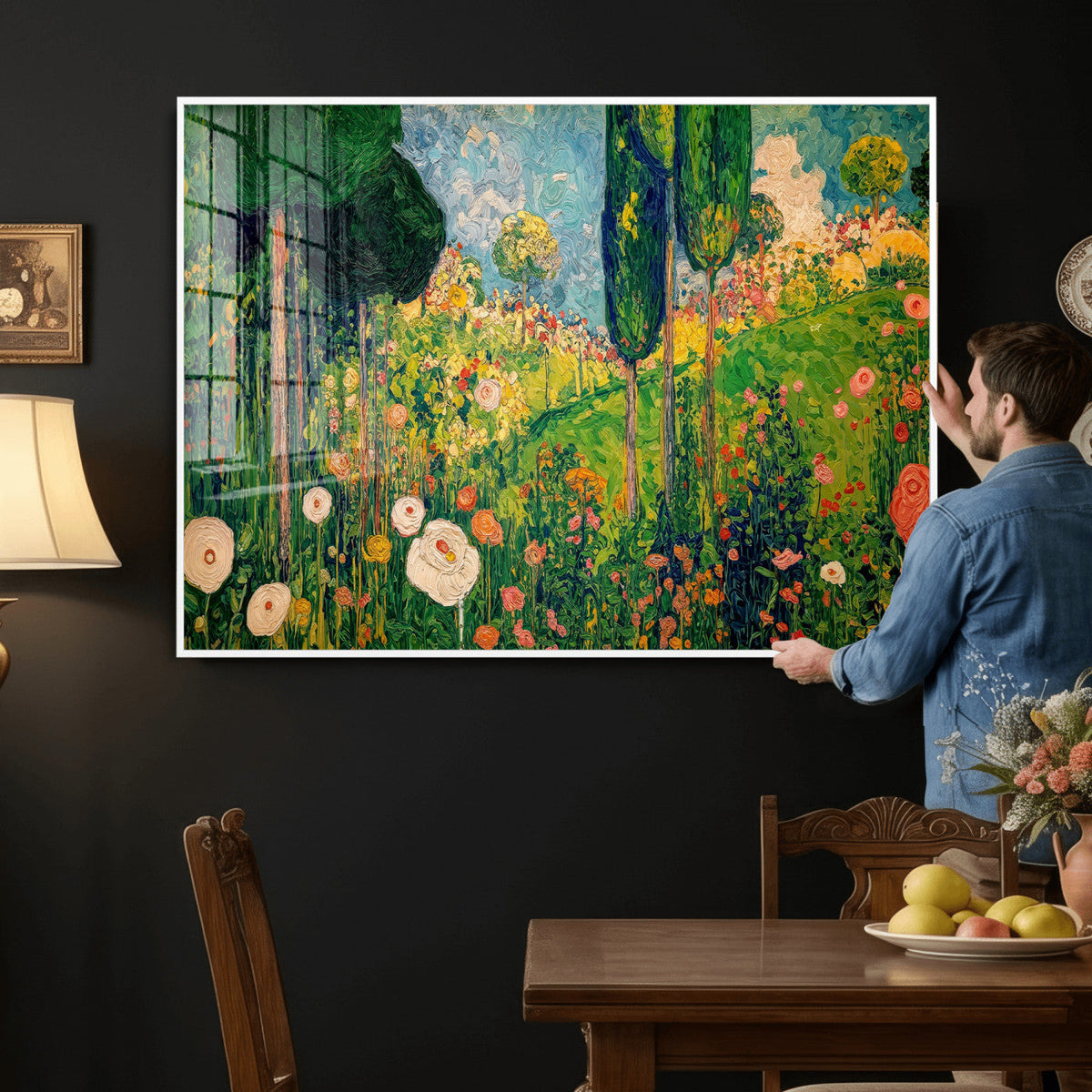 Gustav Klimt Boho Mountain Landscape Large Wall Art,