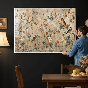 Vintage Birds and Flowers Wall Art Canvas Print, Botanical