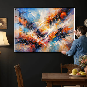 Lyrical Abstraction Wall Art Canvas Print, Orange Blue