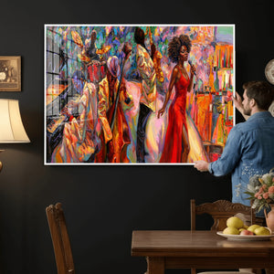 African American Jazz Singer Canvas Art — Red Dress Black