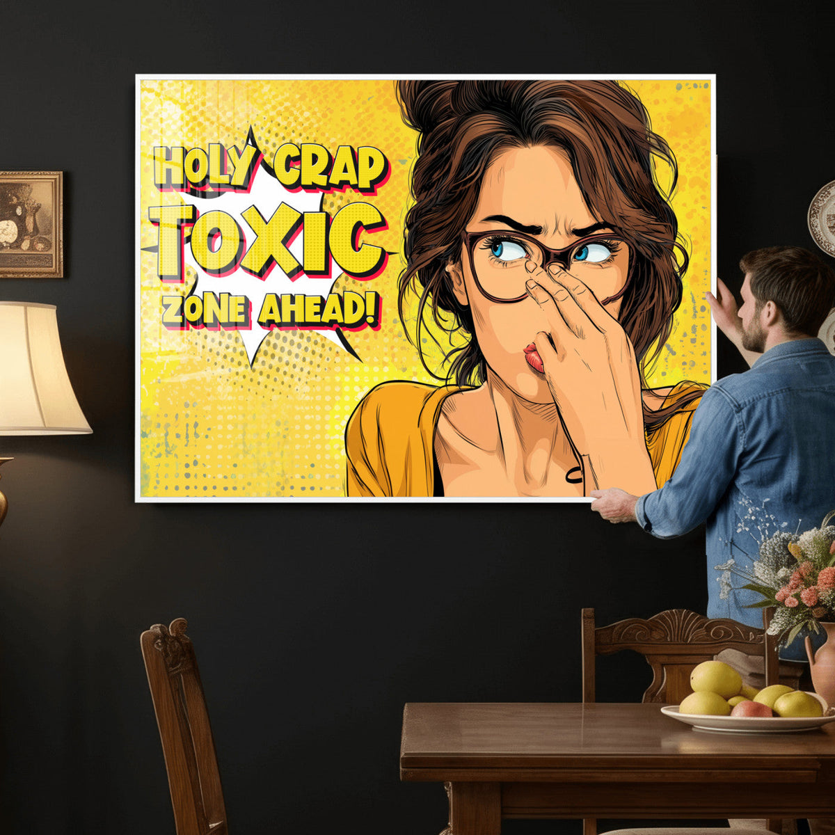 Pop Art Print Bathroom Sign Wall Art Canvas Print — Funny