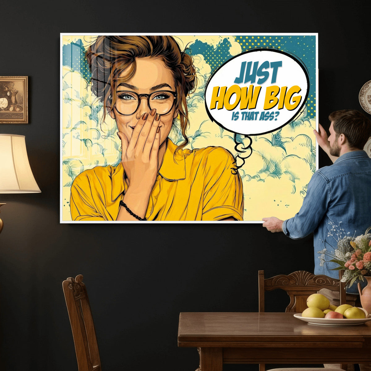 Pop Art Print Bathroom Sign Wall Art Canvas Print — Funny
