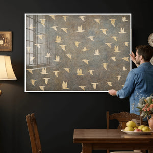 Flying Birds Canvas Wall Art, Vintage Bird Flock Pattern